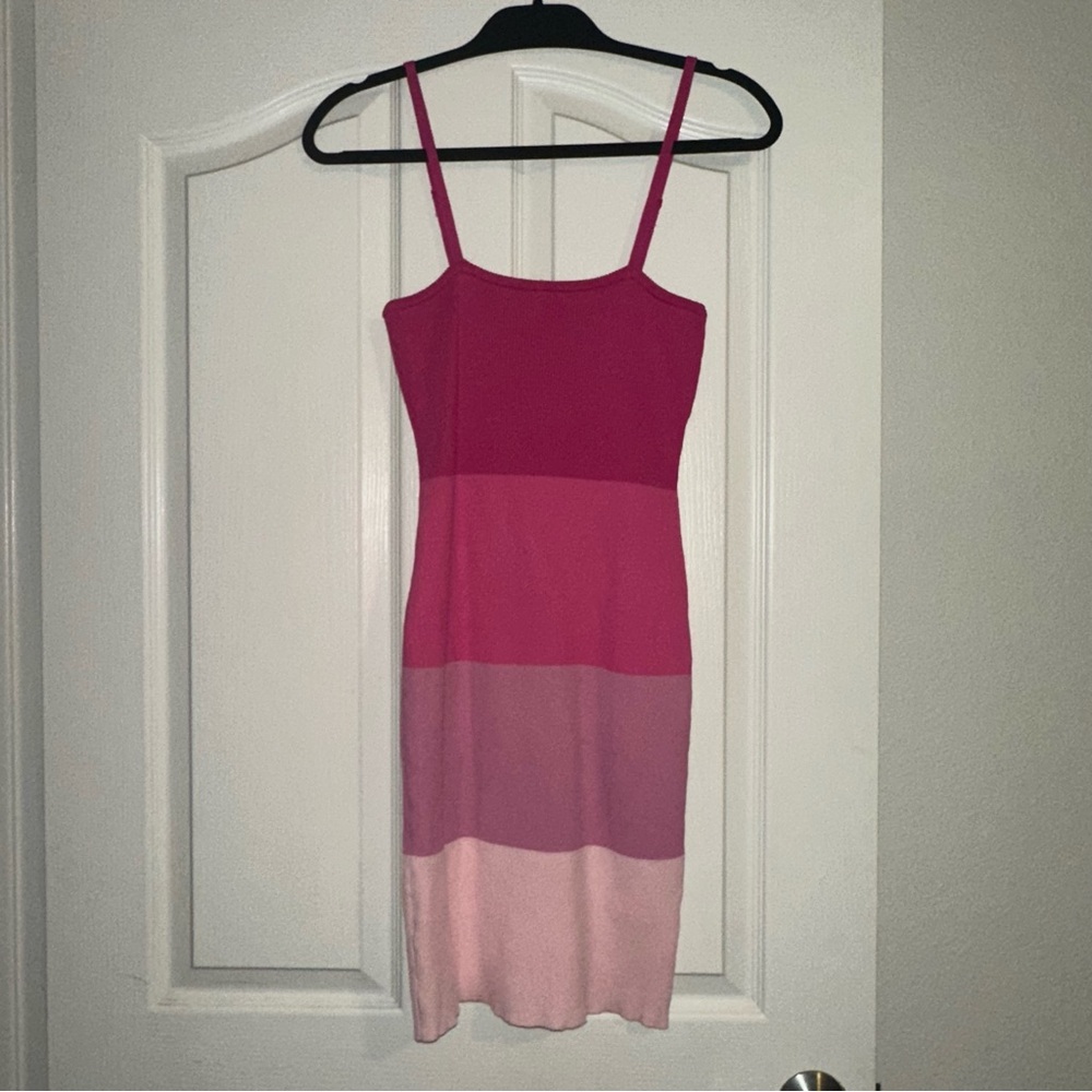 Fashion Nova Vibrant Pink Striped Mini Dress - Picture 4 of 7